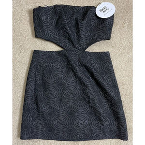 NWT Princess Polly Size 8 Naomi Cutout Mini Black Floral Strapless Dress